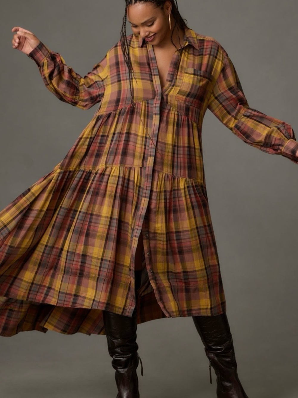 Anthropologie Pilcro Buttondown High-Low Dress Sz M